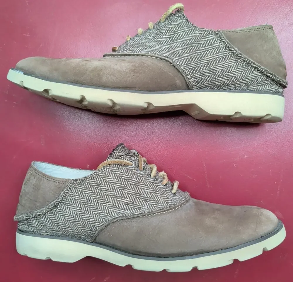 SPERRY TOP SIDER  Mens Cloud Boat Oxfords Suede Leather Herringbone Fabric 11.5M